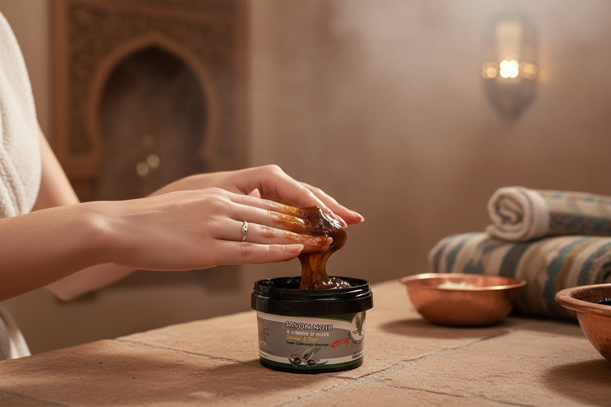 Textura real jabón negro beldi