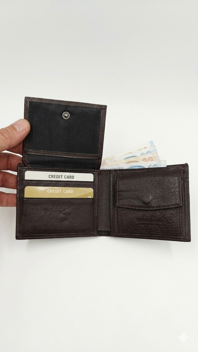 Cartera de Cuero Genuino Marrón para Hombre – Genuine Leather