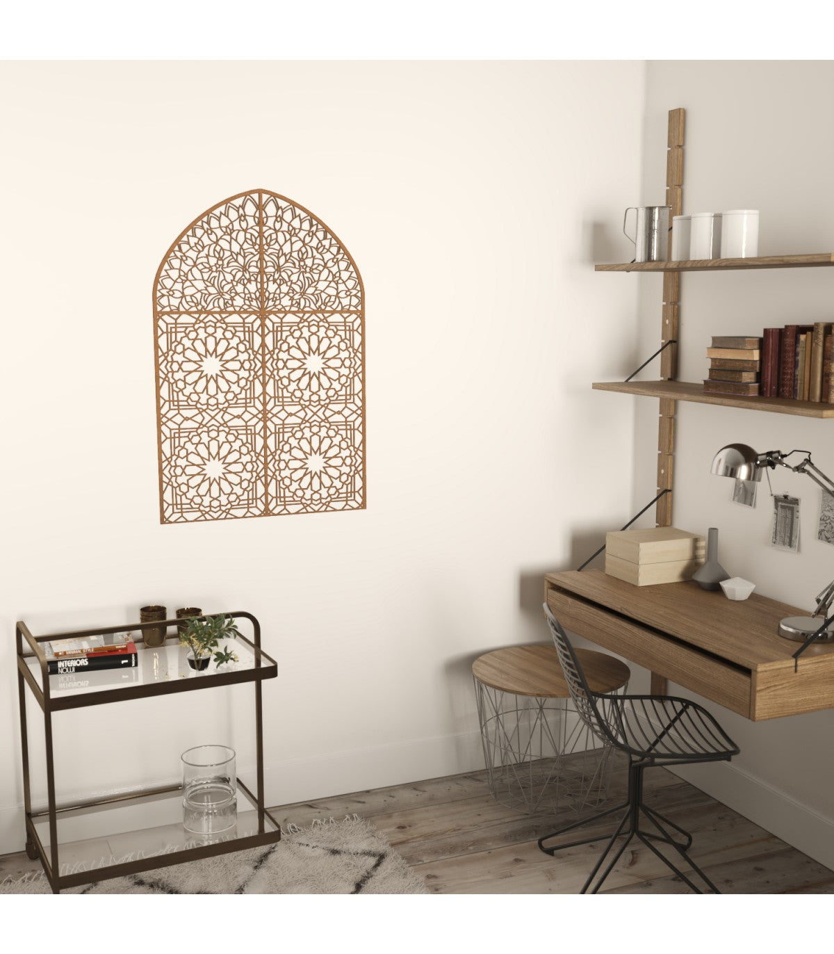 Geometric and Floral Arabic Wooden Door Celosia Inspired by the Alhambra